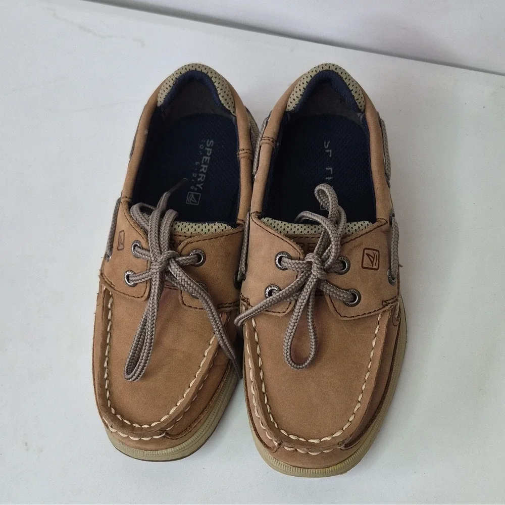 Sperry Lanyard Boys Brown Leather Boat Shoes Lace-Up Breathable US 13M 31